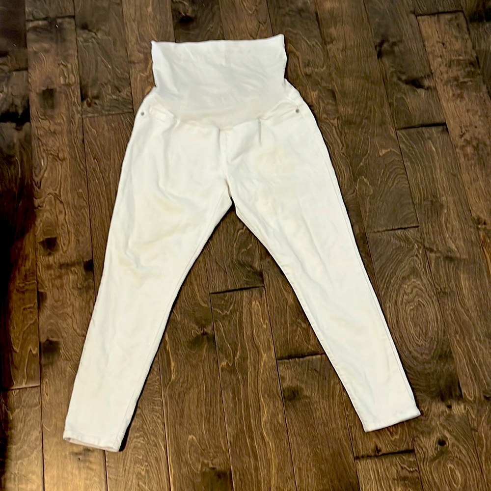 White Over the Belly Maternity Skinny Jeans